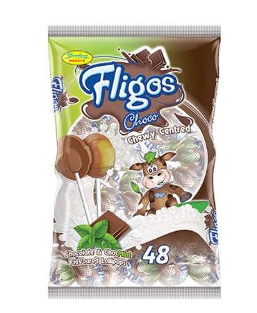 Fligos Chocolate & Choc Mint Lollipops 48